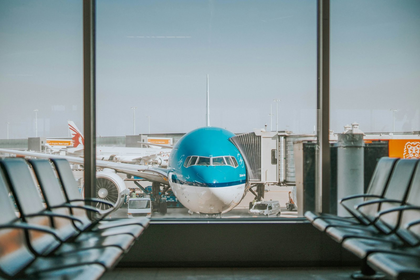 Airplane parked at an airport gate