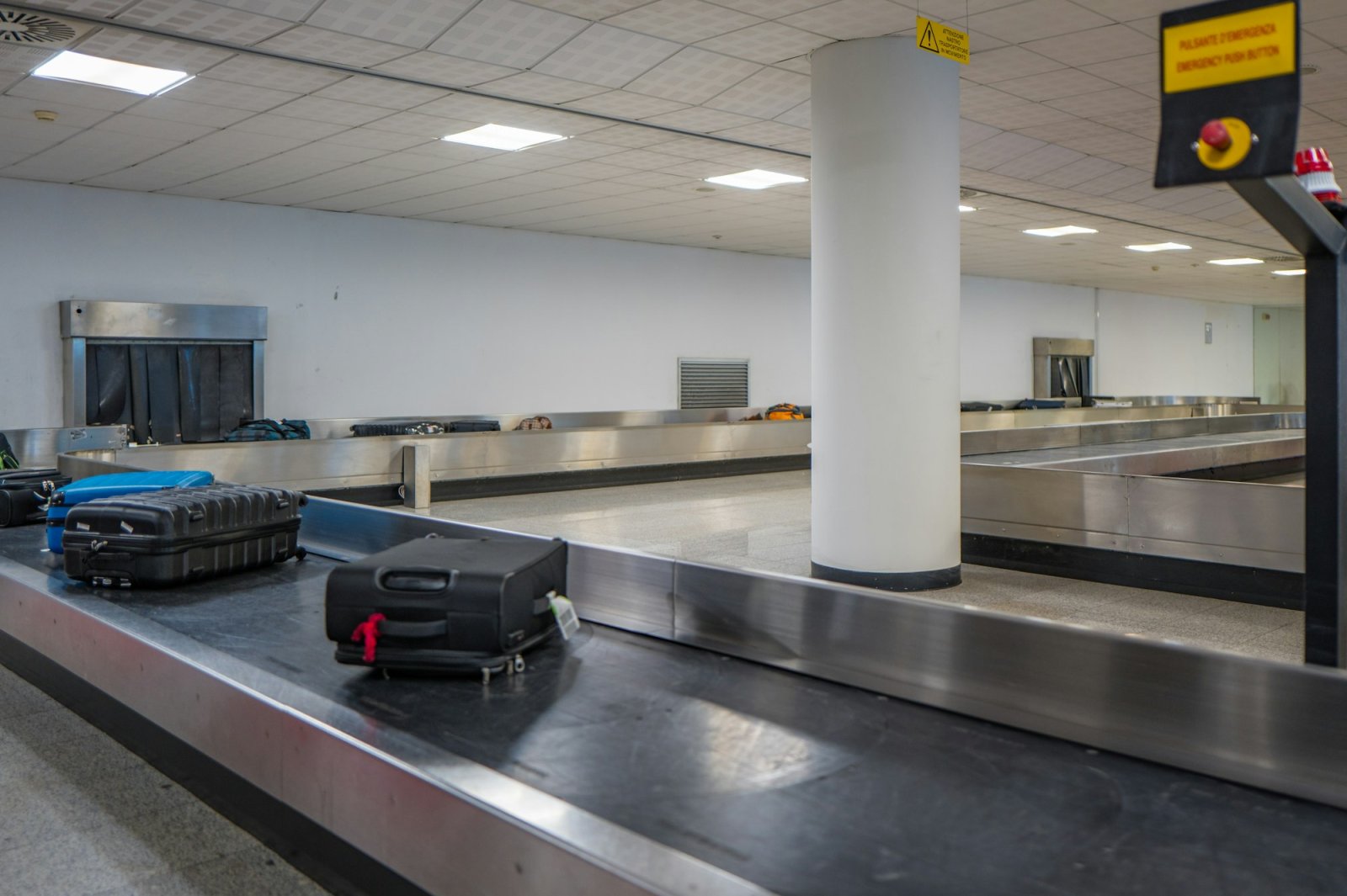 Luggage on a baggage claim carousel